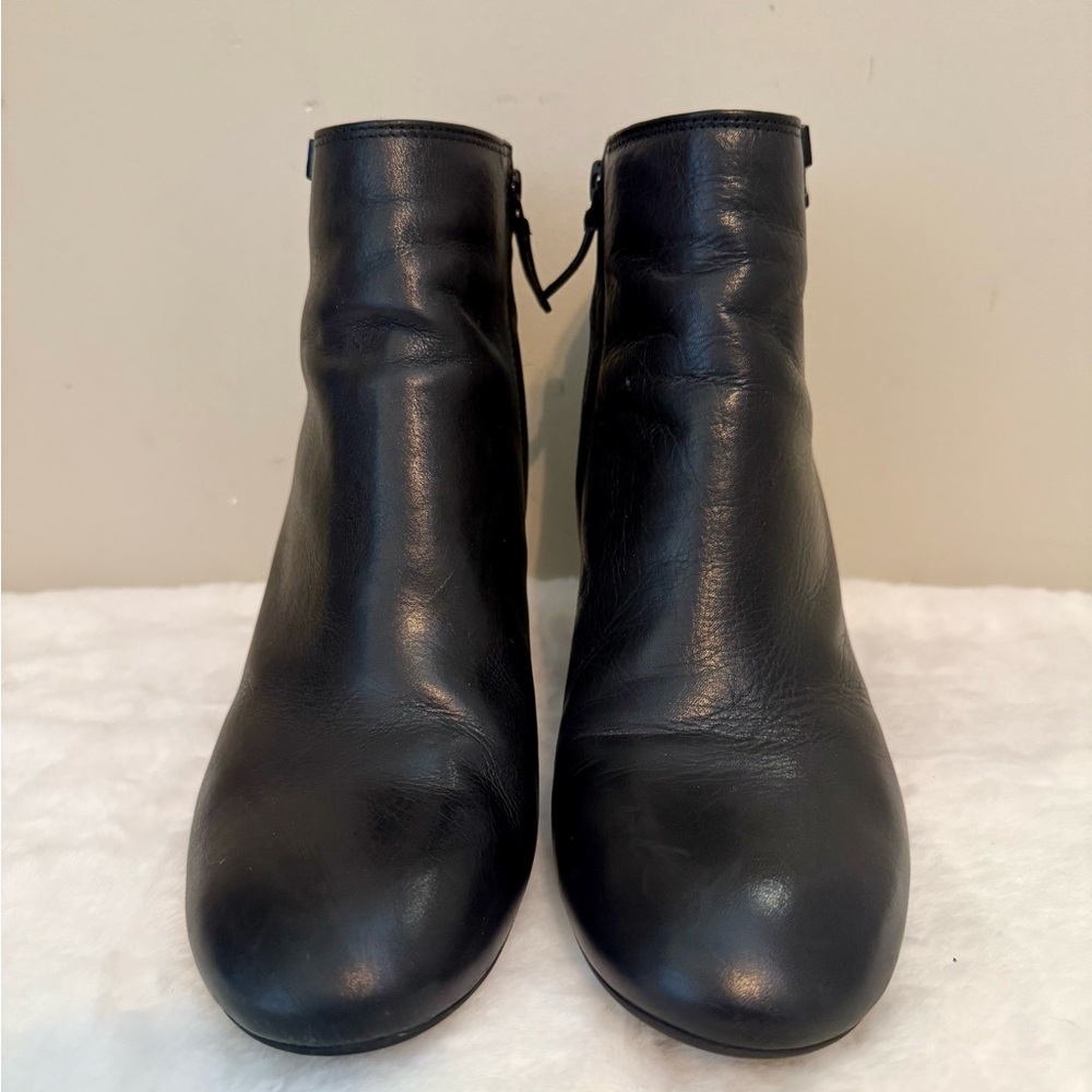 Tory Burch Tumbled Vitello Black Wedge Ankle Boots. Sz 10M EUC! - Picture 2 of 6